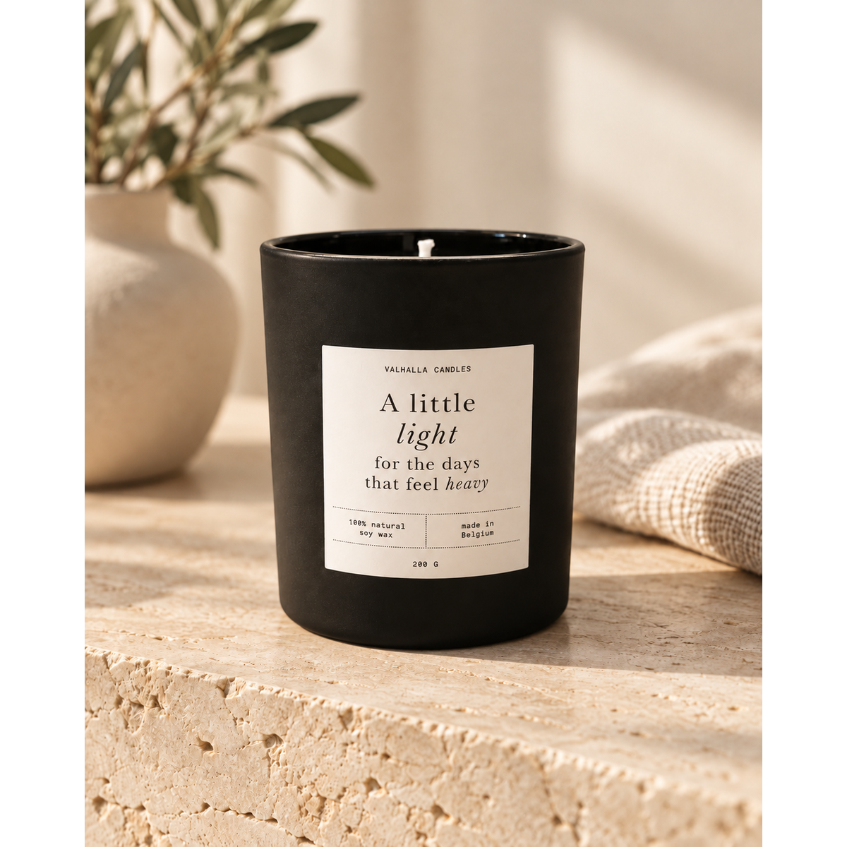 'A Little Light' comfort candle | black glass