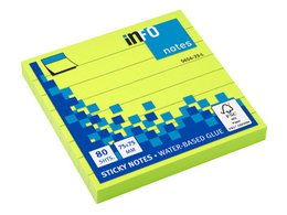 Info notes 75x75mm gelinieerd fel groen 80 blad gelinieerd