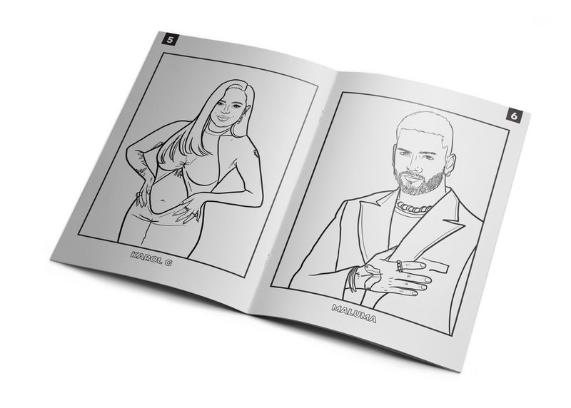 Libro de actividades para colorear de artistas latinos