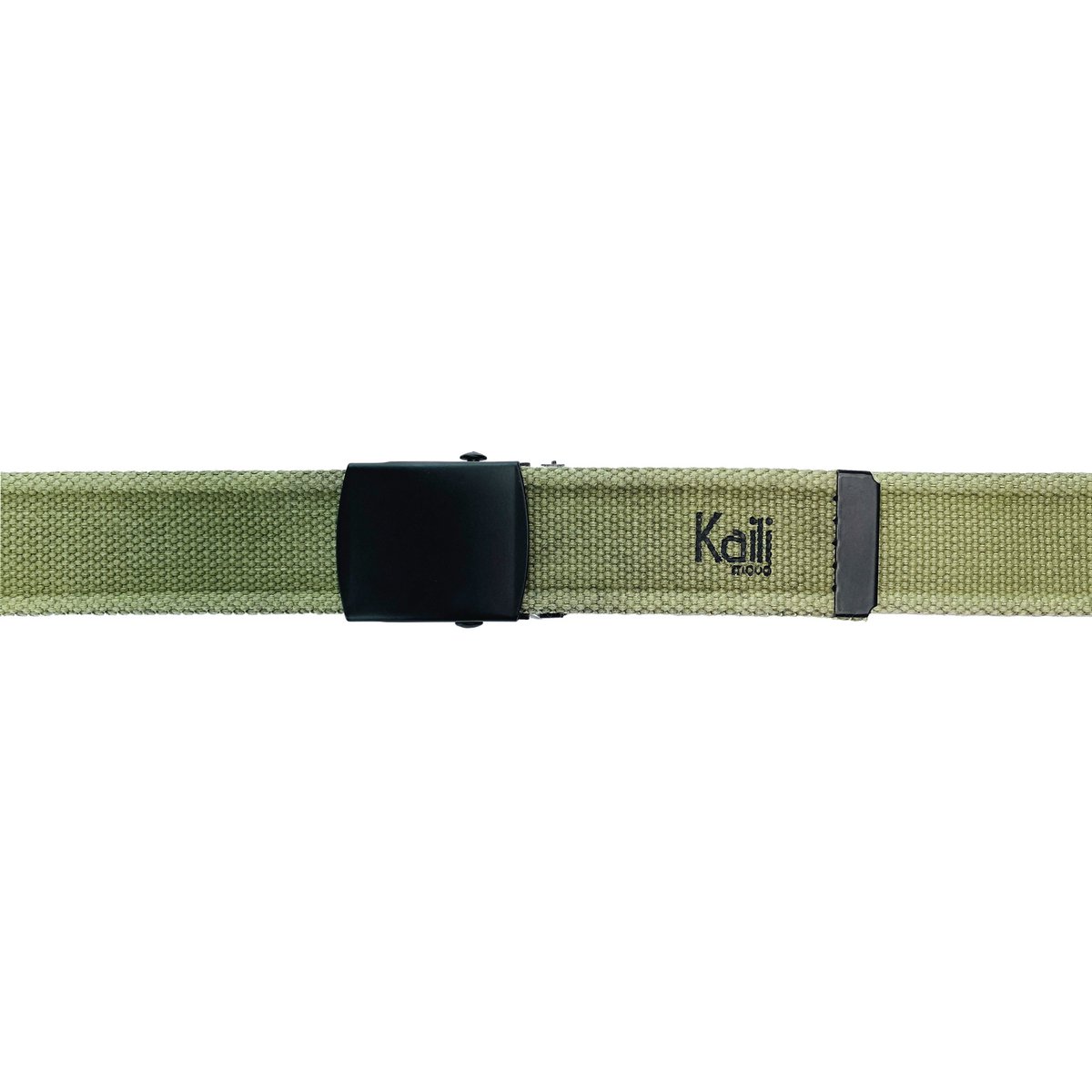 K4010EB | Stone Washed Canvas Ribbon Belt Col. Green with Matt Black Buckle. Dimensions: 125 x 4 x 0.5 cm One size - Can be shortened. Packaging: Rigid bottom/lid gift box