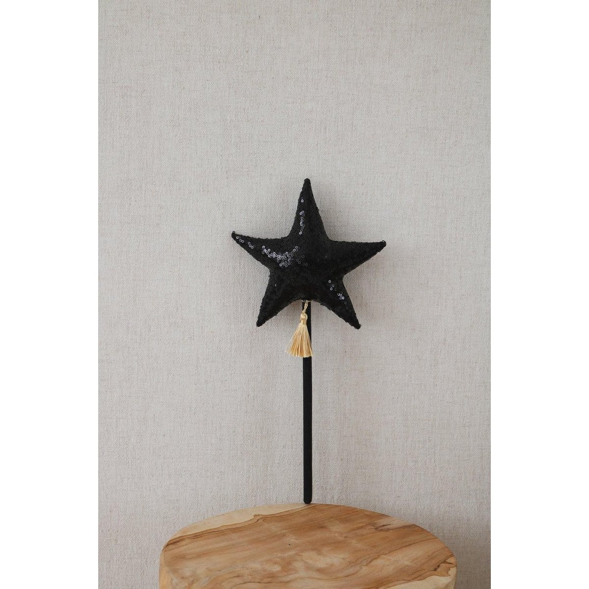 "Black pailletten" kroon en toverstaf magische set