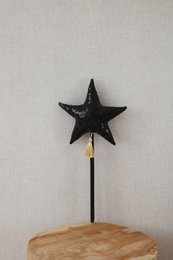 "Black pailletten" kroon en toverstaf magische set