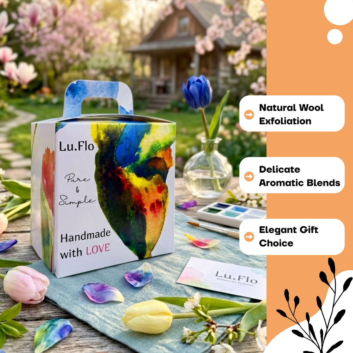 Set regalo di sapone alla glicerina in feltro (3 × 100 g)
