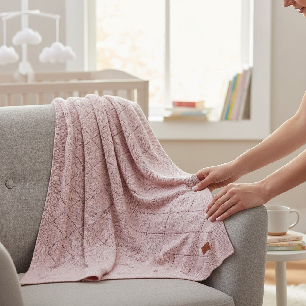 Nuvinokids® babytæppe, blød pink hjerter