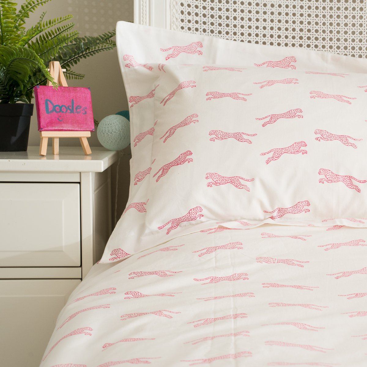 Set di biancheria da letto di ghepardo rosa