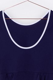 Enea jurk in violetblauw met witte bies voor dames