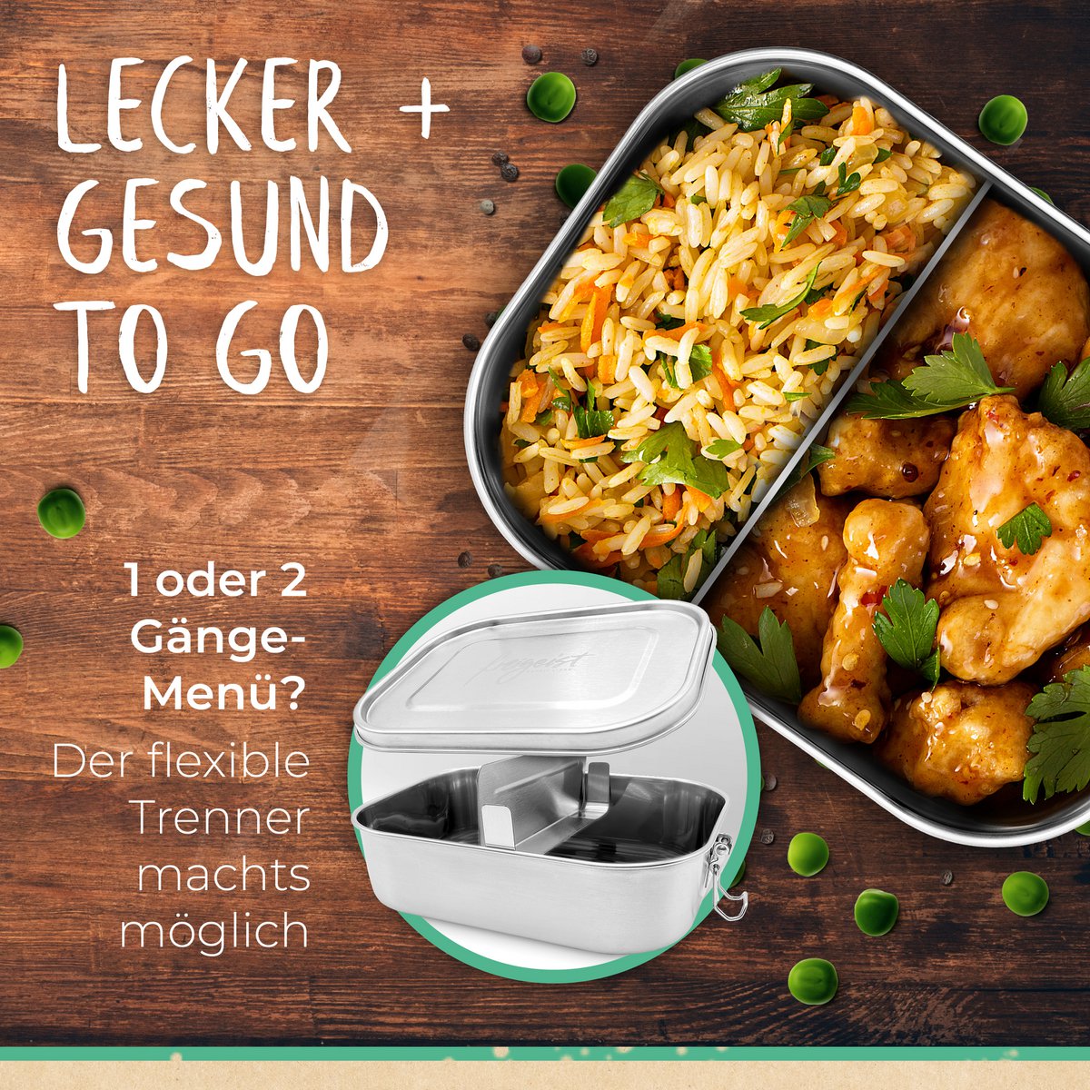 Stainless steel lunch box | stainless steel, unbreakable, leak-proof | 800ml