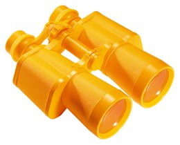  Yellow binoculars, dual barrel design, bright orange-yellow color, compact science toy for kids exploration