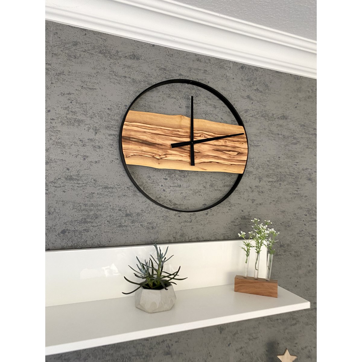 Reloj de Pared Copia Musgo y Madera de Olivo