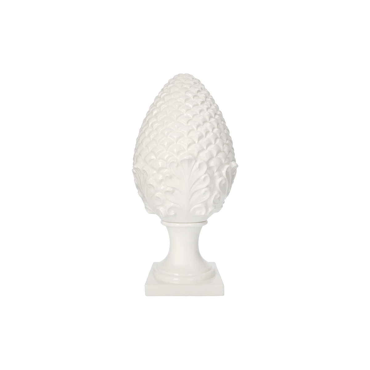 White ceramic pine cone Made in Italy h 50 x Ø 25 cm