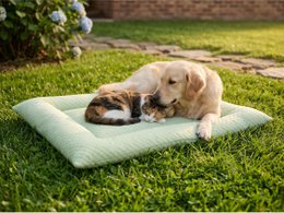 Yommy Alfombrilla de Enfriamiento para Mascotas: Manta de Seda de Hielo Transpirable, Suave y Antideslizante. Disponible en 3 Colores (Verde, Gris, Azul) y Tallas M/L/XL. Ideal para perros y gatos, lavable y la mejor opción para el verano. Copiar