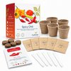CULTIVEA® Kit Piment Bio à Planter – Coffret Graines de Piment avec Habanero Orange, Cayenne, Barak, Hungarian et Piment Bonbon – Kit Graine Potager Complet – Idée Cadeau