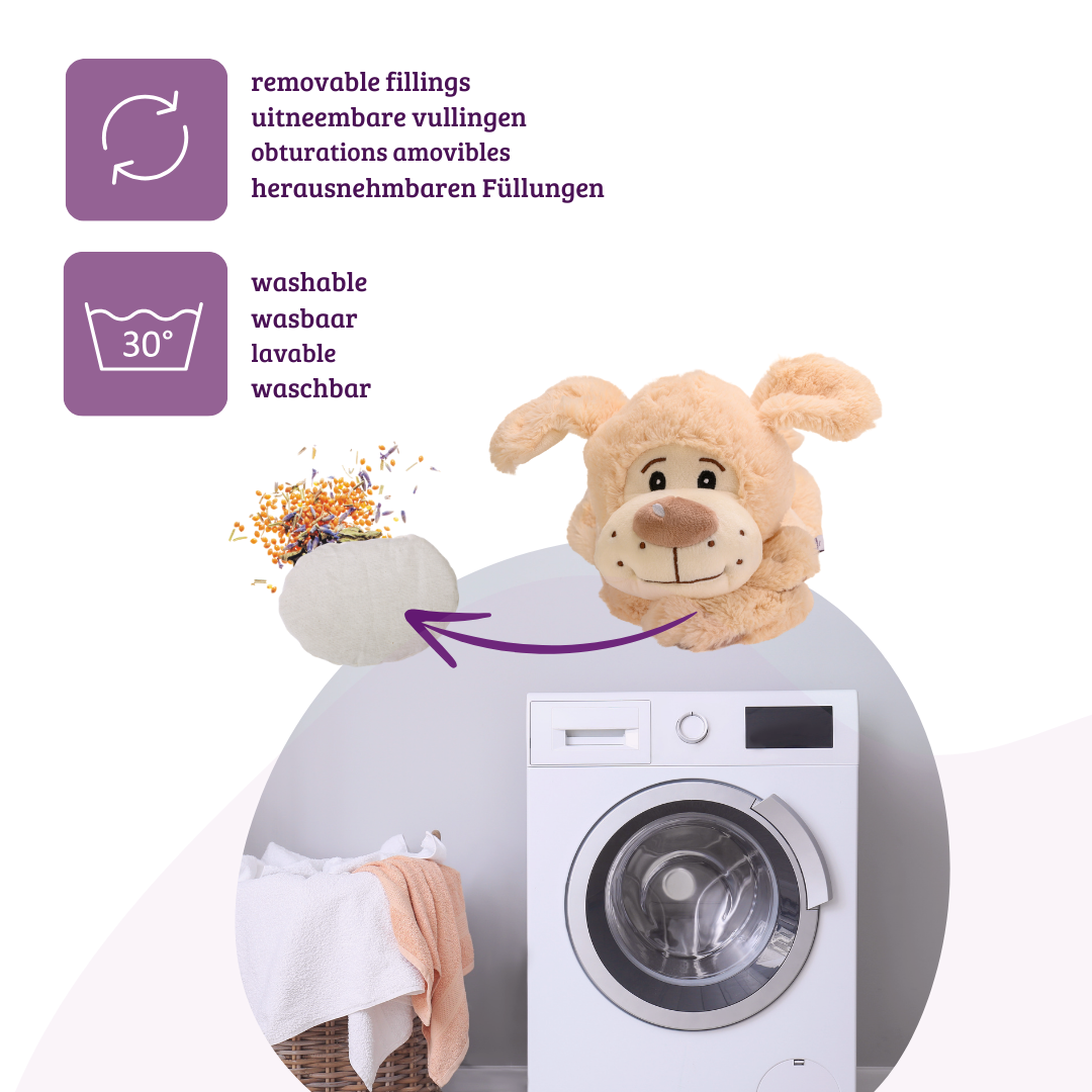 Heat cushion, the natural hot water bottle as a warm cuddly toy for dogs, large with organic millet filling and health herbs