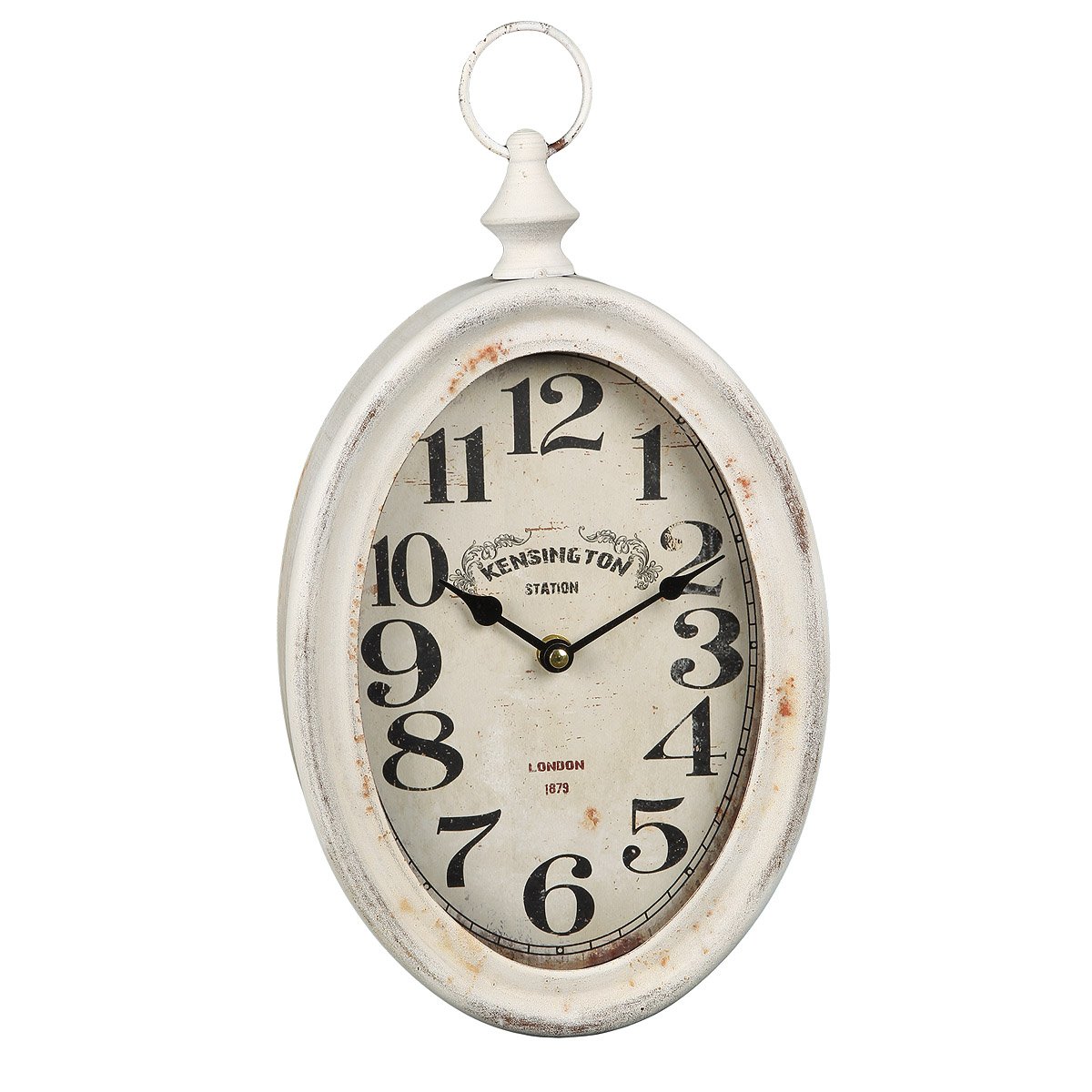 Antieke wit metalen wandklok 28cm