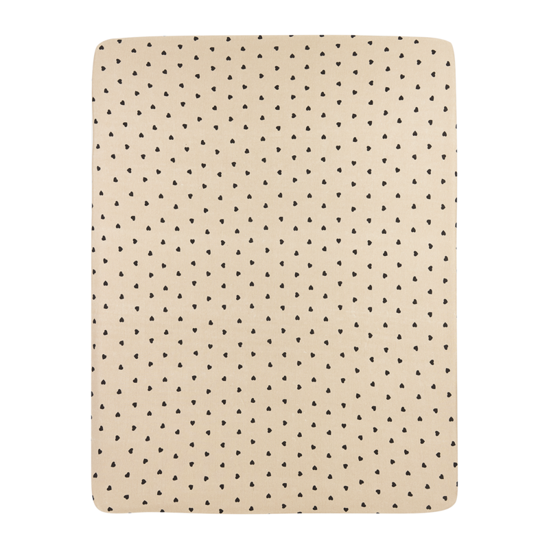 Hoeslaken Jerseydruck Sweet Heart Soft Sand/Schwarz 70x140/150cm