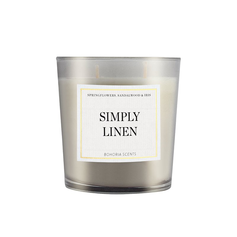 Simply Linen duftlys 230g – frisk vasketøj, naturlig voks, 50h