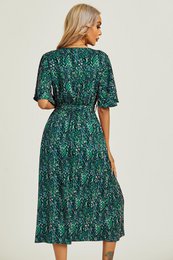 Vestido midi superior de la manga del ángel en verde