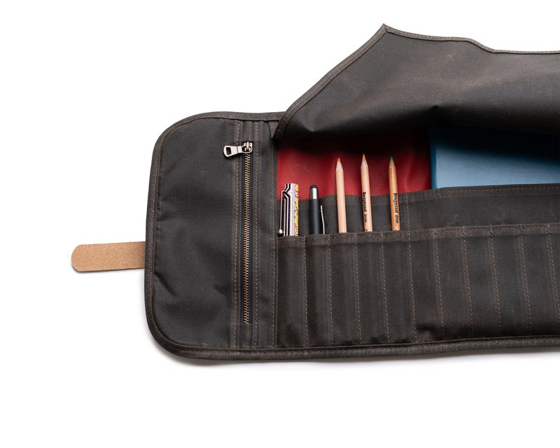 Stor voksede lærredskunstner Pencil Roll Up Case, stofblyantholder til kunstnere, kunstbutik gave