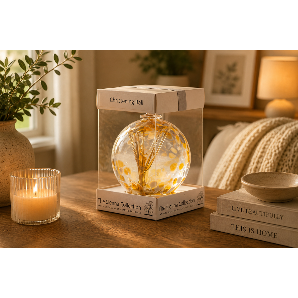 Sfera dello spirito da 10 cm - Battesimo - Oro pastello