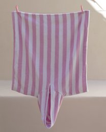 Lilac pink striped kids bathrobe, soft terry cloth, vertical stripes, children's beach towel robe.