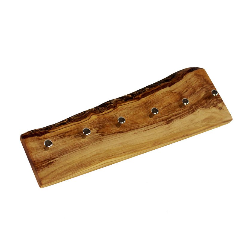 Key holder made of olive wood with bark