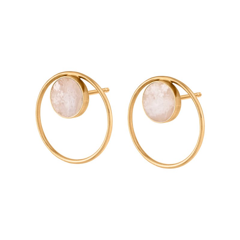 Boucles d'oreilles avec opale en pierre blanche en cercle