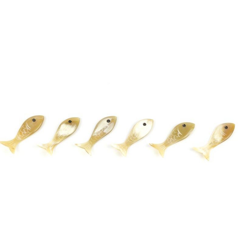 Set of 6 fish knife-holders in blond horn