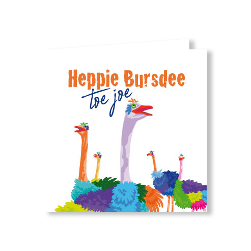 Tarjeta de cumpleaños | Heppie Bursdee dedo del pie yo | avestruz