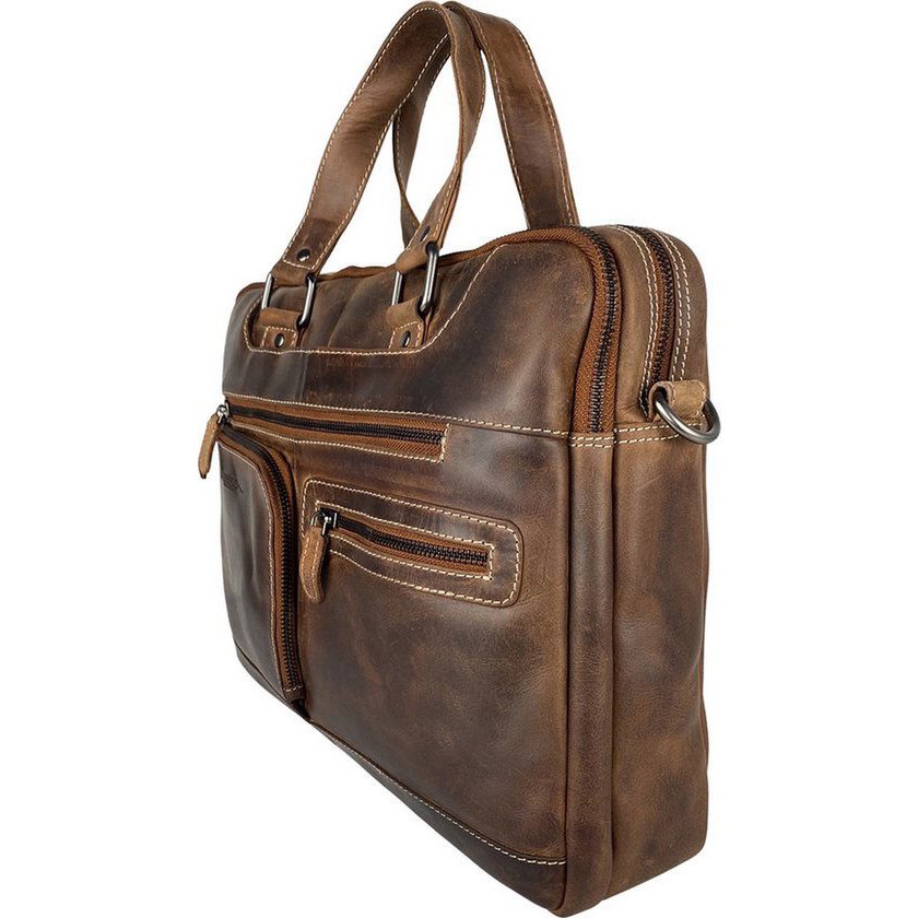 Laptop Bag Messenger Bag 15 6 tommer Buffalo Leather Leather Cognac