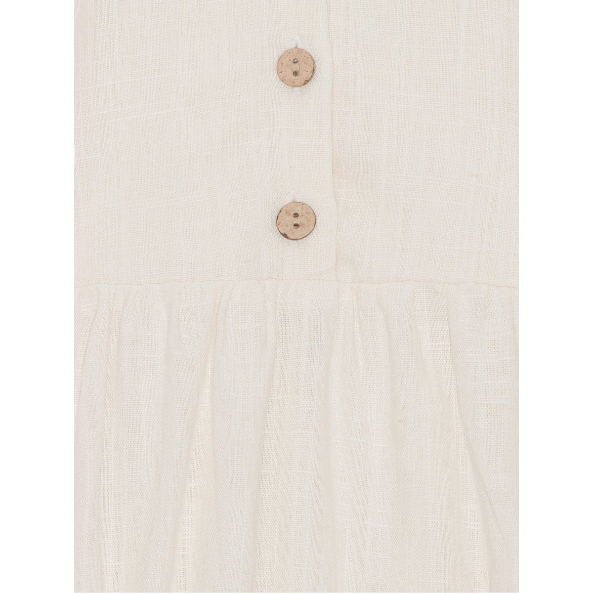 Linen Cotton Romper - Round Collar - Ivory