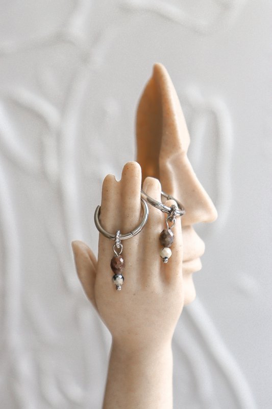 Braune Labradorit- und Jaspis-Ohrringe – Silber