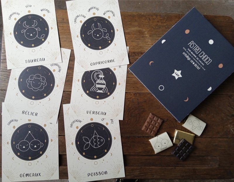 ASTROLOGY CHOCOLATES -BLACK- PHOTO FRAME PACKAGING © + CARD