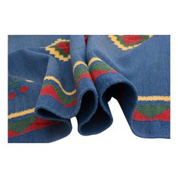 Alfombra Kilim Tribal Azul Hecha A Mano