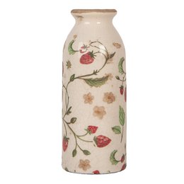 Vase Ø 8x20 cm beige Keramik -Erdbeeren