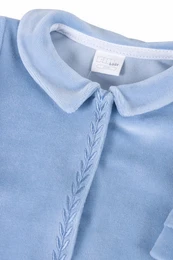 Baby velour sovedragt i blå med krave, dreng
