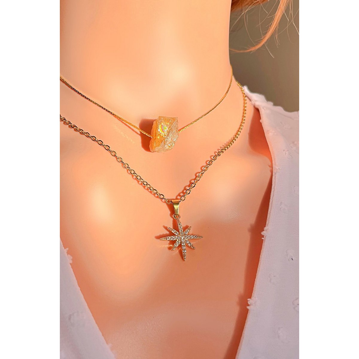Ruwe natuurlijke kristallen | 24K hanger kettingen