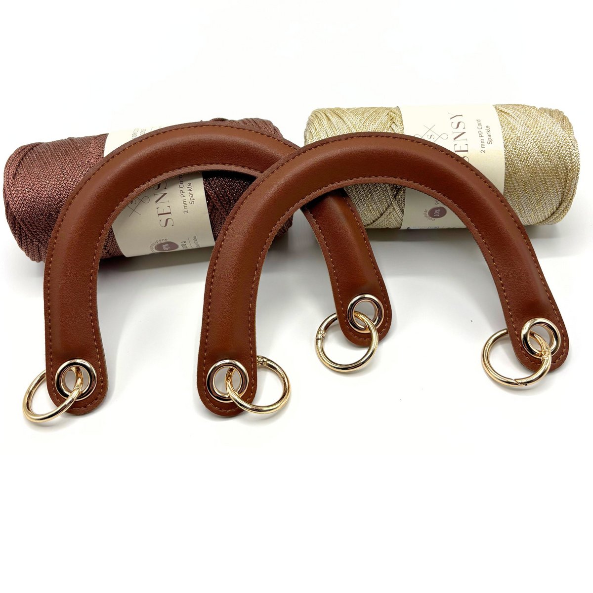 C-Modell-Taschengriff aus PU-Leder mit Feder-O-Ring-Clip