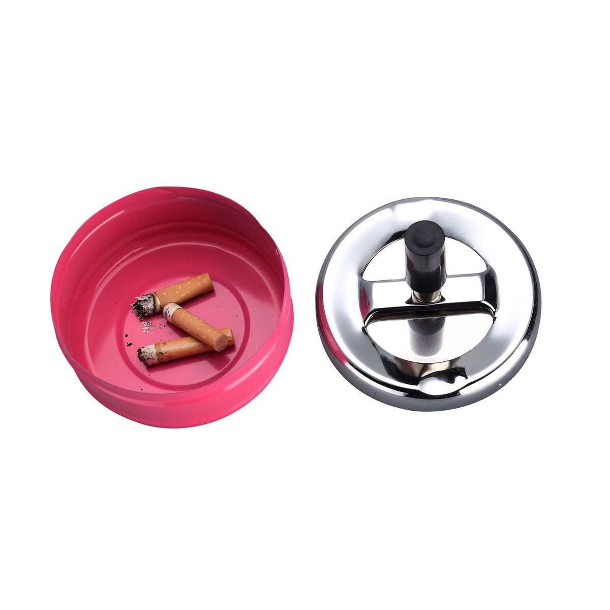 Cendrier poussoir avec couvercle pivotant