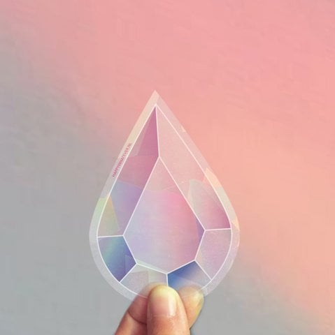 Crystal Rainbowmaker window sticker / card - Rose Quartz