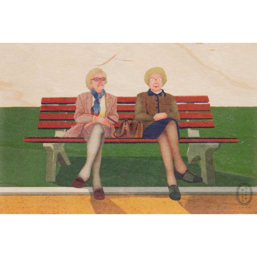france ladies wooden postcard