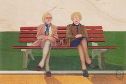 france ladies wooden postcard