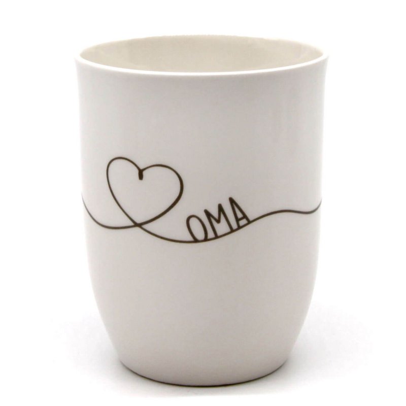 Cup with handle "Heart curved Grandma" anthracite