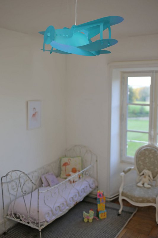 TURQUOISE AIRPLANE CHILDREN'S HANGING LAMP
