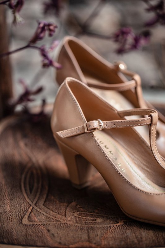 Håndlavede læderhæle (5,5 cm) - Astrid - Beige vintagesko 35-42