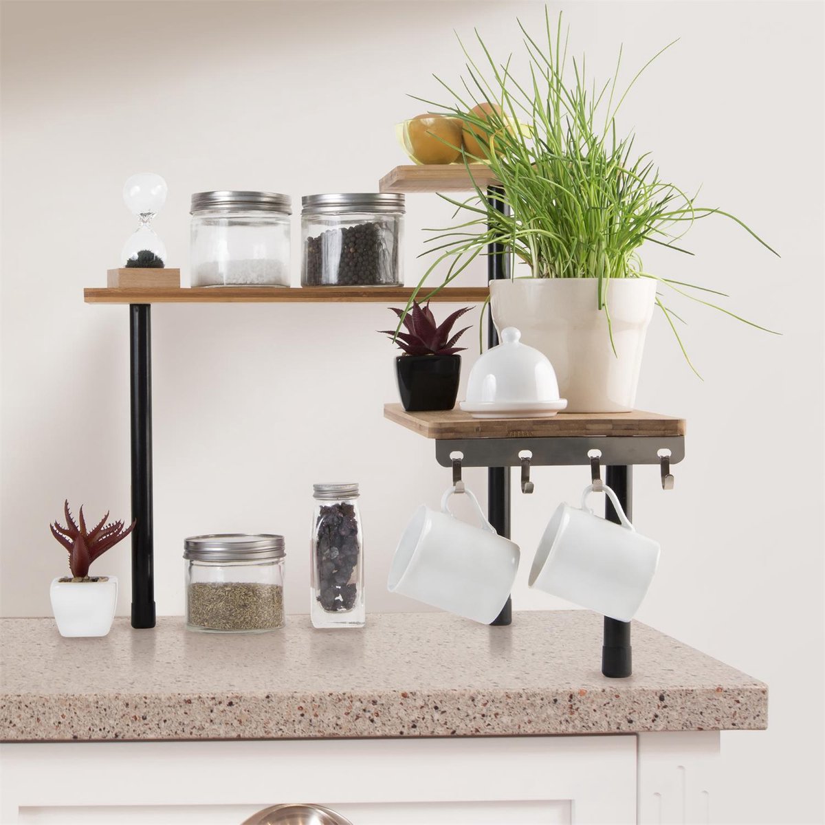 Bamboe Hoekrek – 3-Lagen - 43 x 27 x 43 cm - Ruimtebesparend Keuken Opbergrek – Badkamer Organizer - Hoekkastje – Duurzaam Plantenrek – Bruin