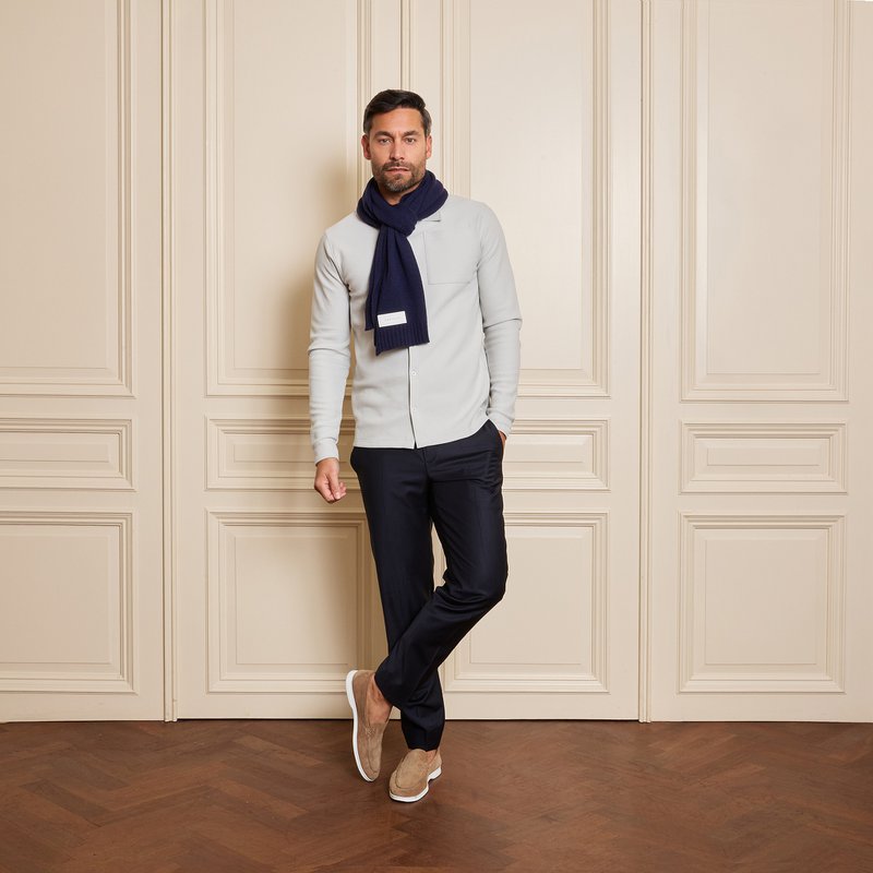 Cashmere tørklæde uni marin