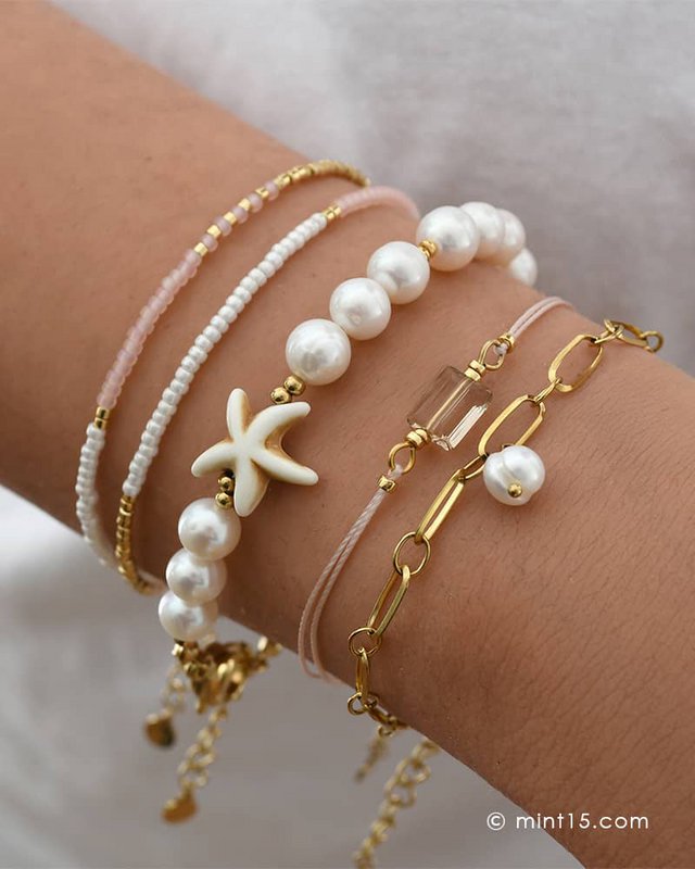 Bracciale a catena di perle d'acqua dolce