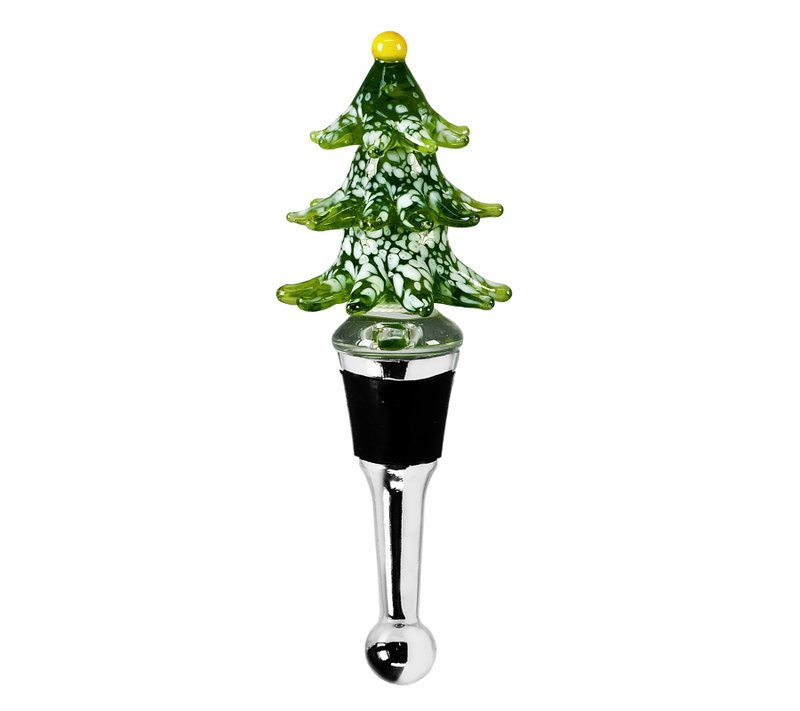 Bouchon de bouteille EDZARD Sapin de Noël (hauteur 13 cm) pour champagne, vin et vin mousseux, dans le style de l'art du verre traditionnel, fait main