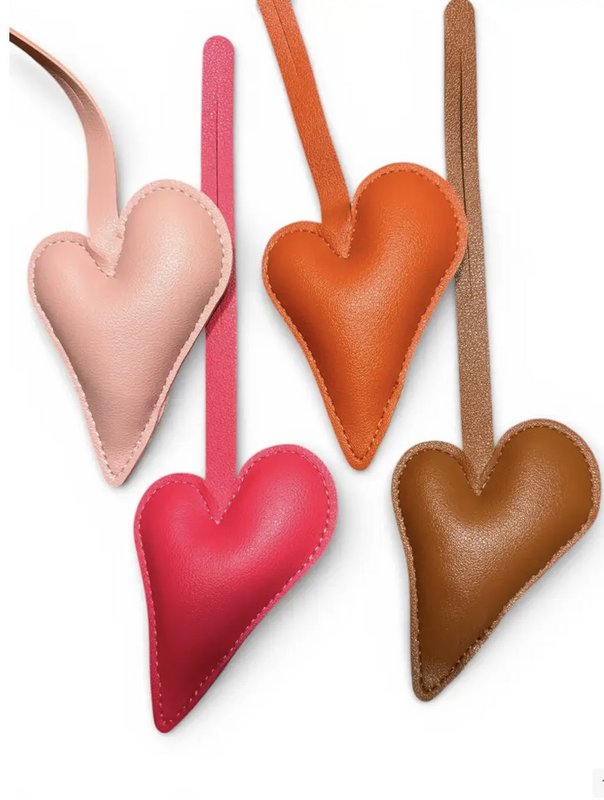 Keychain - heart shaped bag charm - orange
