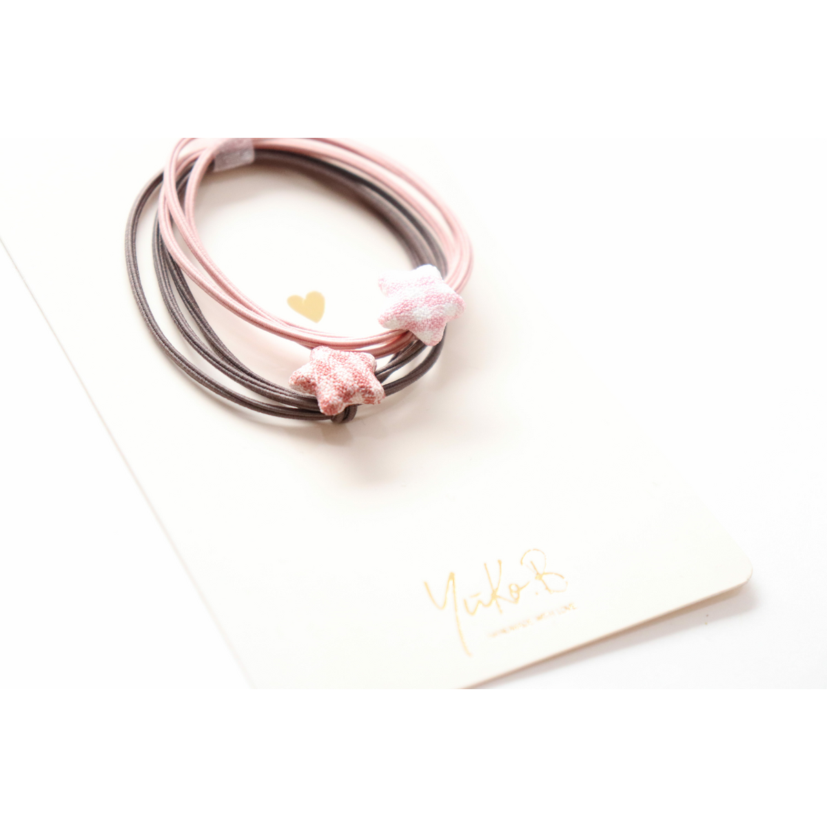 Haargummis - Vichy-Sternenbänder Pink